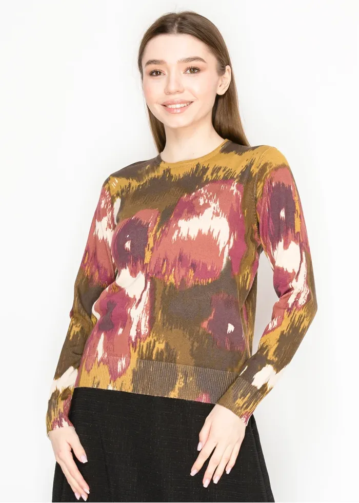 Burgundy Brushstroke Knit Sweater