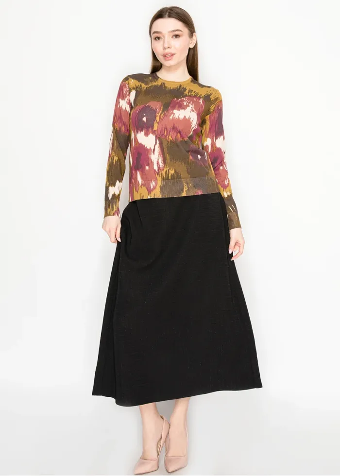 Burgundy Brushstroke Knit Sweater