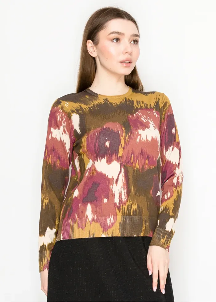 Burgundy Brushstroke Knit Sweater