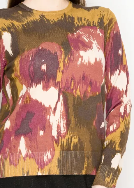 Burgundy Brushstroke Knit Sweater