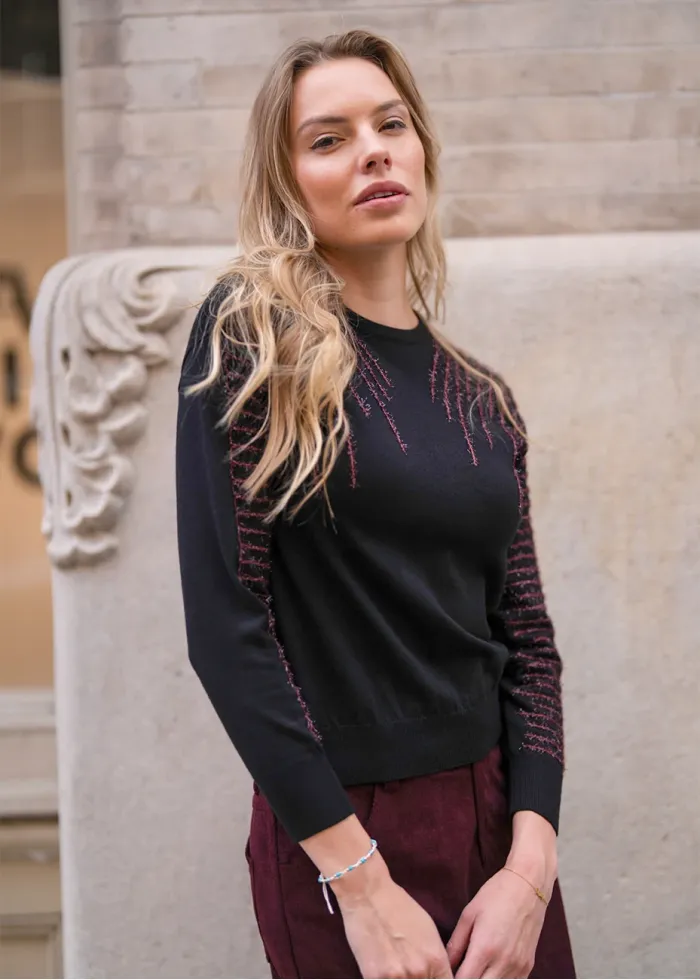 Burgundy Mood Outfit with Black Knit