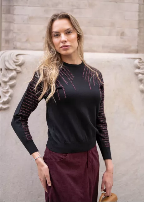Black Pullover with Subtle Lurex Detailing