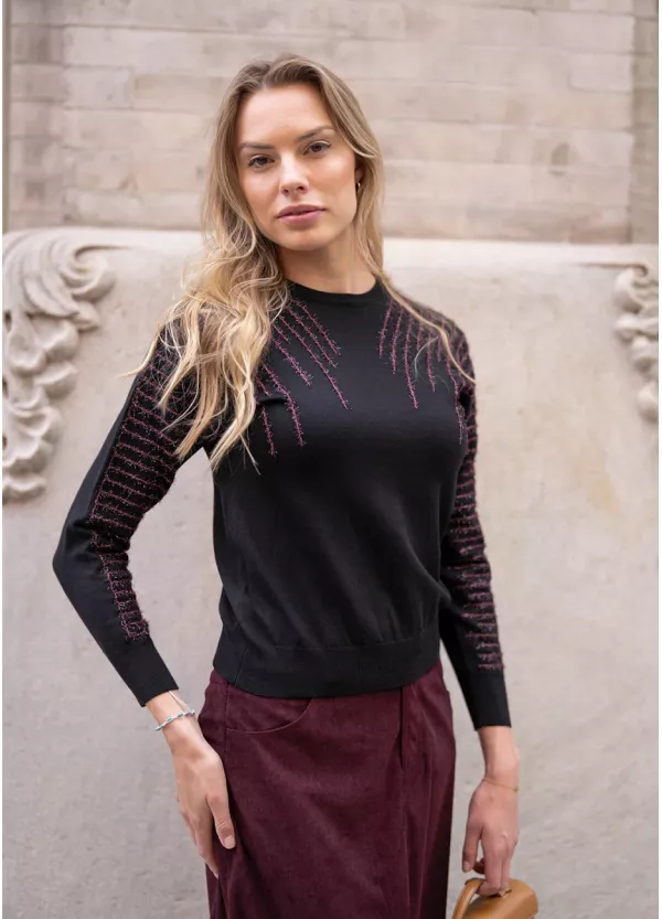 Burgundy Mood Outfit with Black Knit