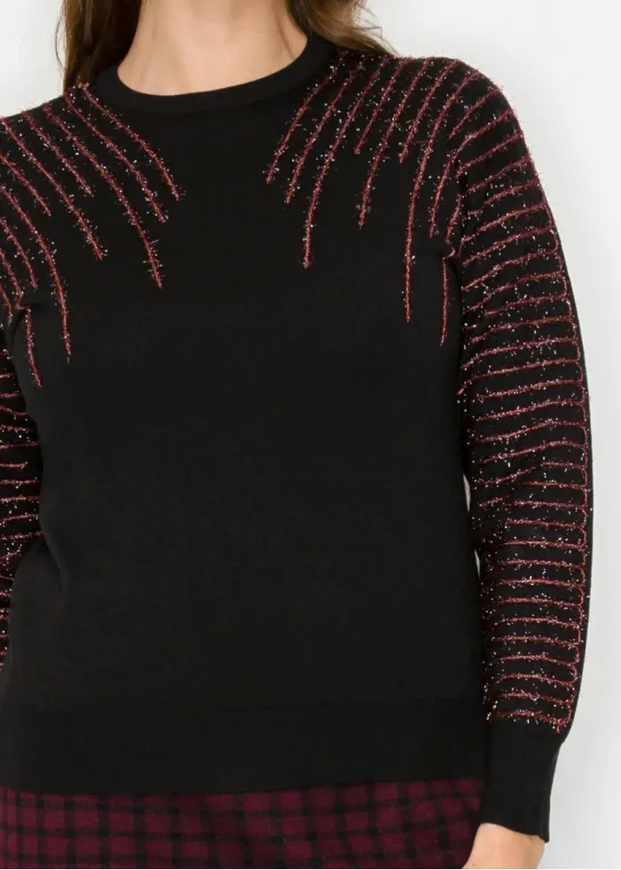Black Pullover with Subtle Lurex Detailing