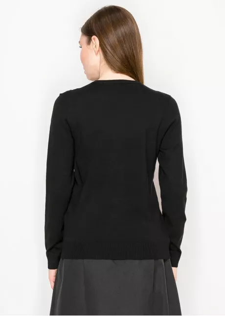 Black Sweater with Colorful Floral Embroidery