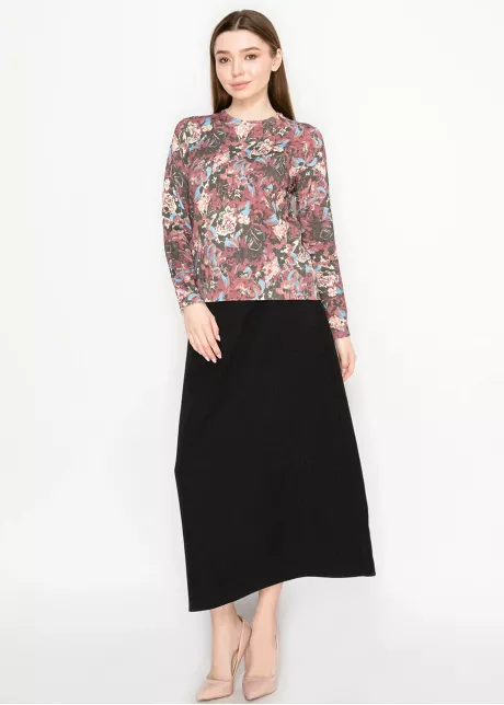 Abstract Floral Sweater in Burgundy Mix