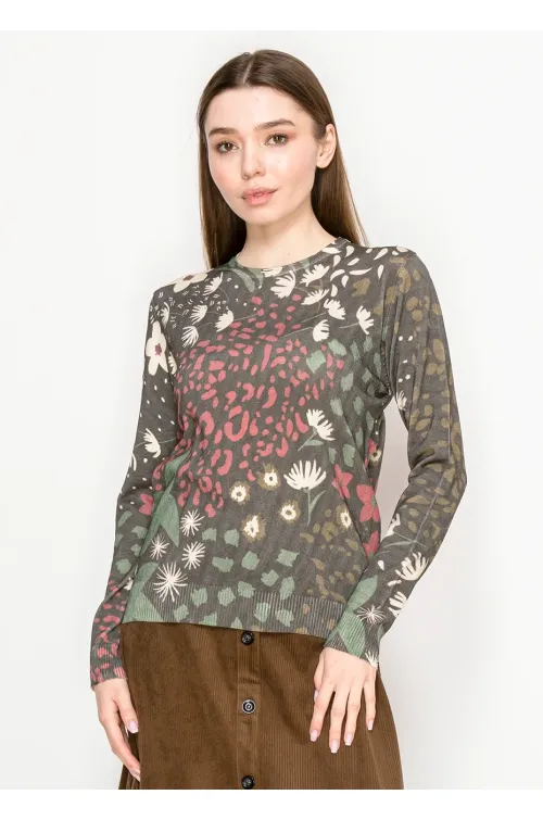 Floral Printed Knit Sweater – Multi