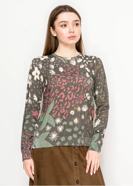 Floral Printed Knit Sweater – Multi
