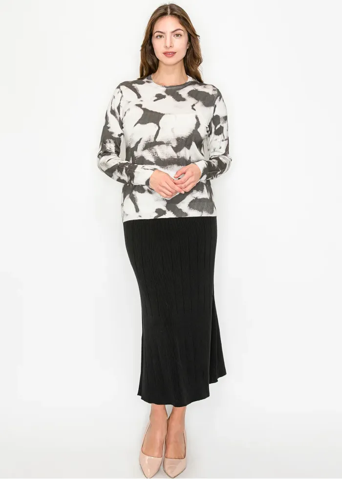 Soft Knit Sweater with Abstract Pattern