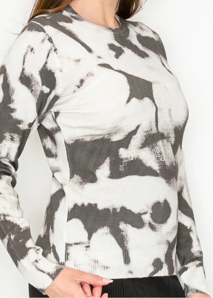 Soft Knit Sweater with Abstract Pattern