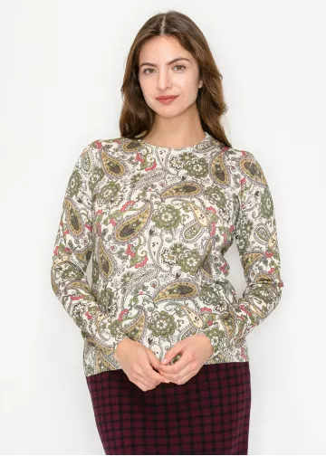 Olive and Cream Paisley Print Knit Sweater Olive and Cream Paisley Print Knit Sweater