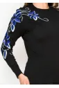 Black Sweater with Blue Sleeve Detail