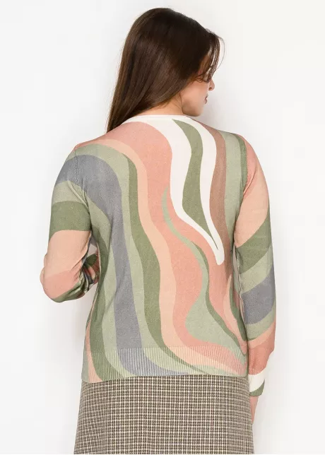 Olive Print Sweater with Swirl Design