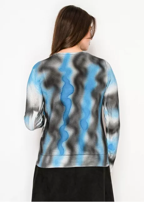 Black and Blue Graphic Knit Top