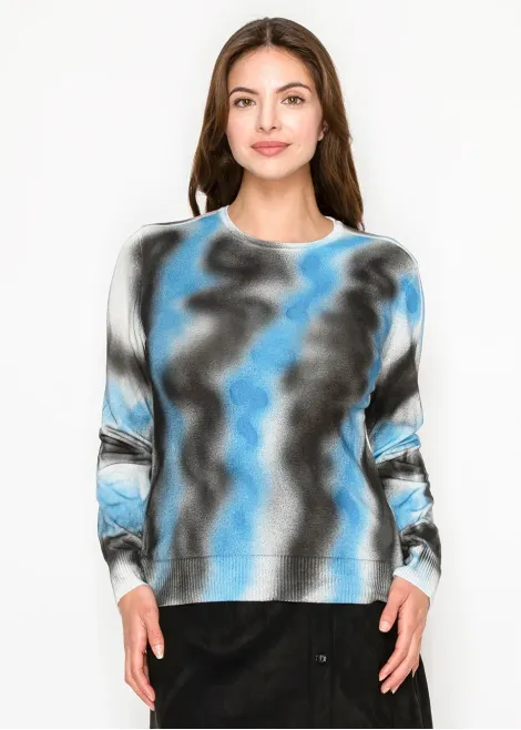 Black and Blue Graphic Knit Top