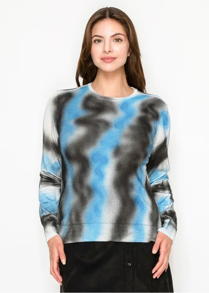 Black and Blue Graphic Knit Top