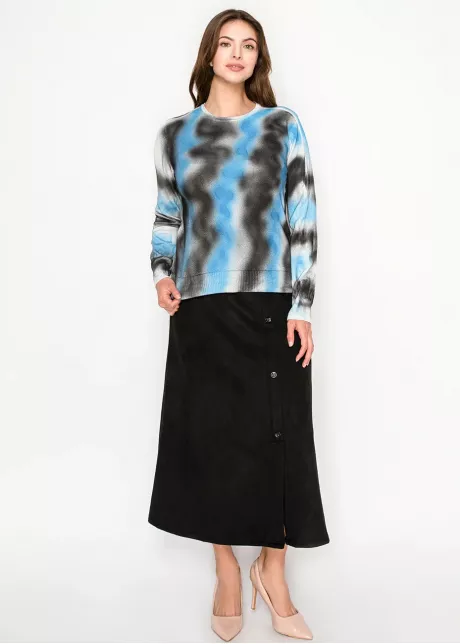 Black and Blue Graphic Knit Top