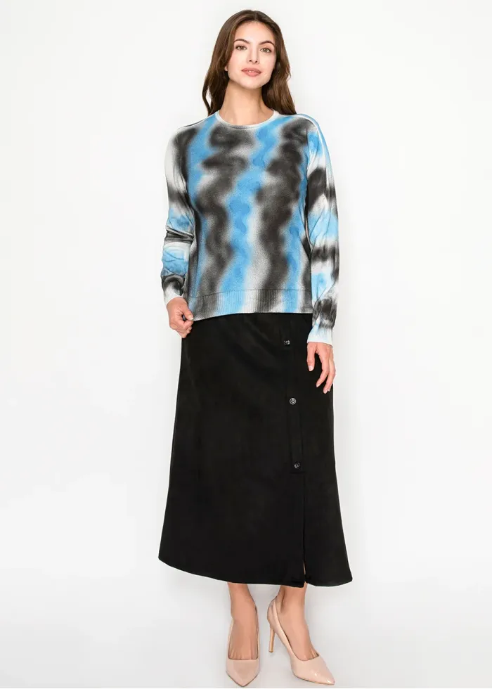 Black and Blue Graphic Knit Top