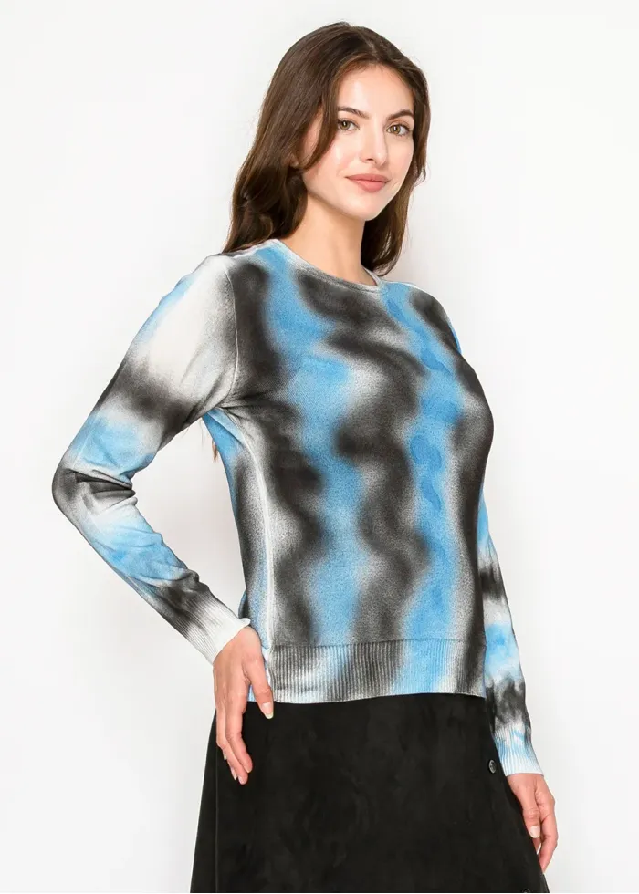 Black and Blue Graphic Knit Top