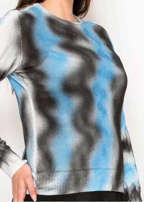 Black and Blue Graphic Knit Top