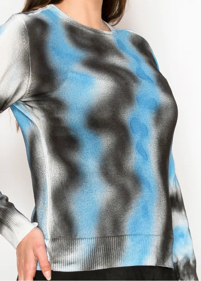 Black and Blue Graphic Knit Top