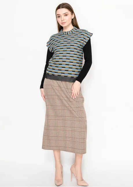 Striped Knit Vest in Blue and Olive