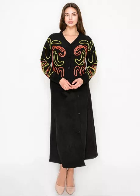 Abstract Neon Stitch Knit Cardigan