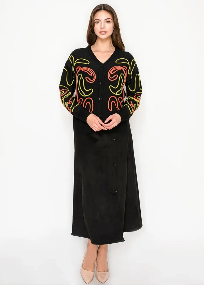 Abstract Neon Stitch Knit Cardigan
