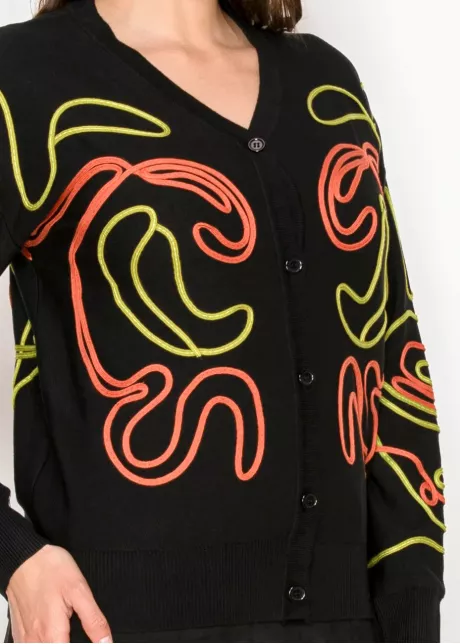 Abstract Neon Stitch Knit Cardigan