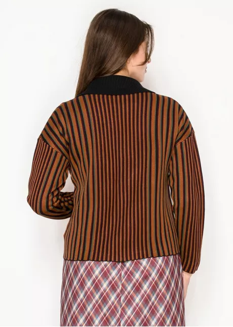 Striped Shawl Collar Knit Cardigan