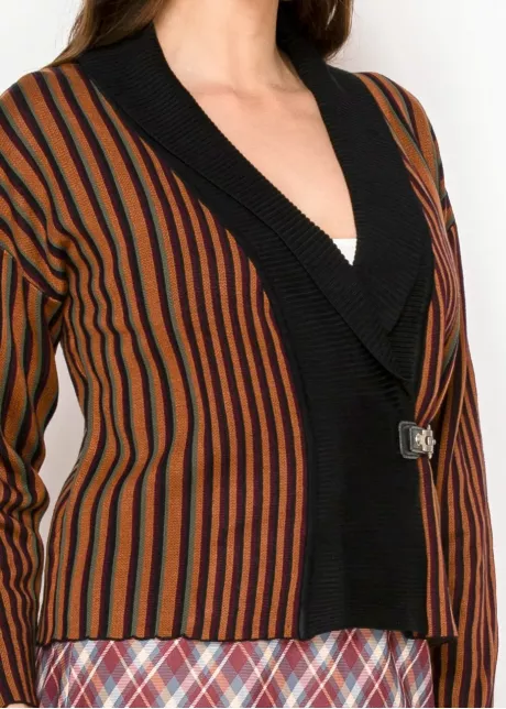 Striped Shawl Collar Knit Cardigan