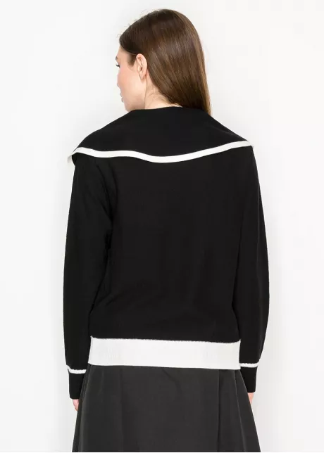 Black Cardigan with White Button Detail