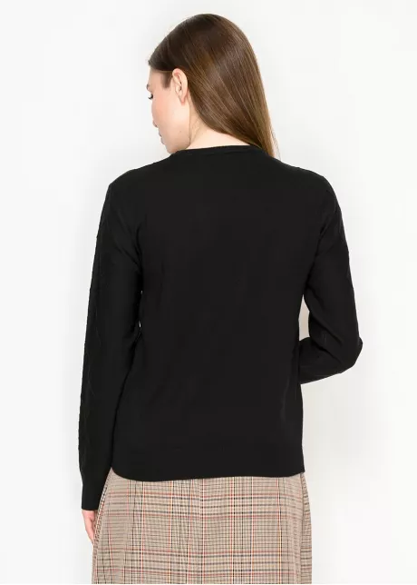 Diamond Stitch Knit Sweater in Black