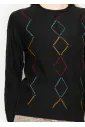 Diamond Stitch Knit Sweater in Black