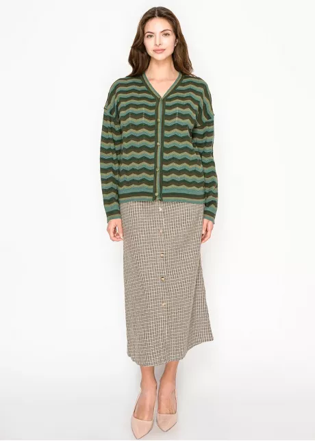 Olive Wave Knit Cardigan