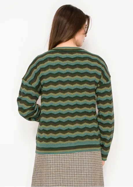 Olive Wave Knit Cardigan