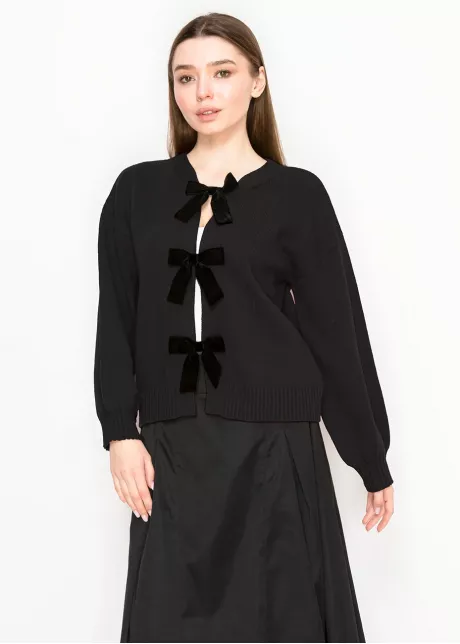 Black Bow Front Cardigan