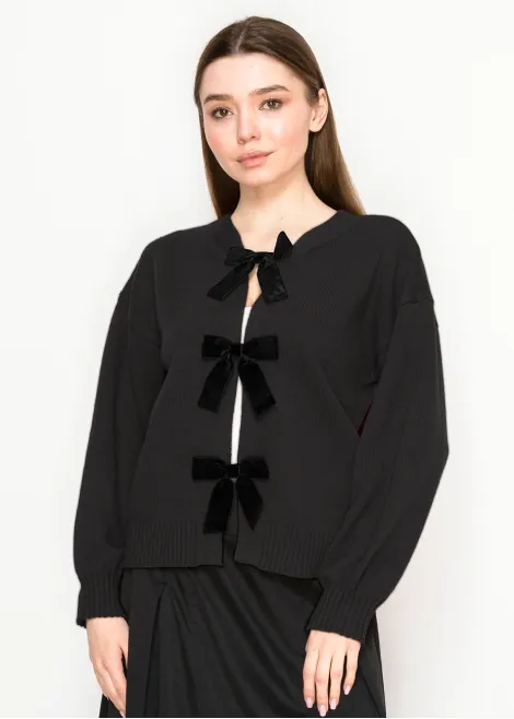 Black Bow Front Cardigan