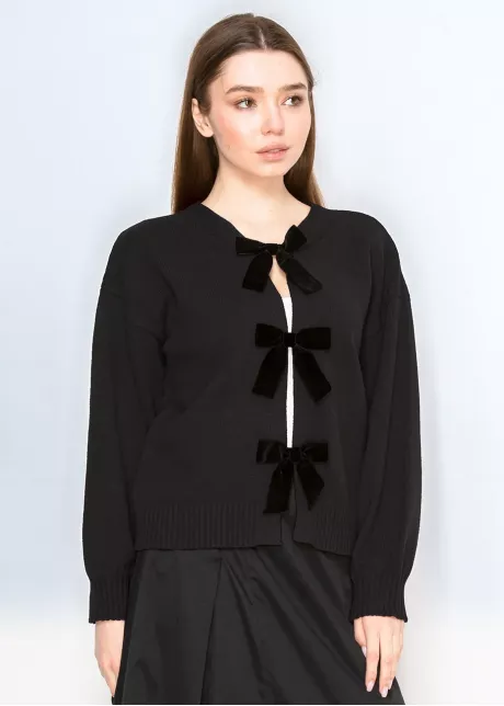 Black Bow Front Cardigan