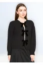 Black Bow Front Cardigan
