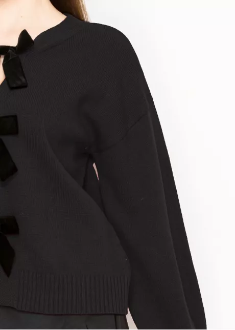 Black Bow Front Cardigan