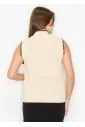 Contrast Trim Knit Vest in Cream & Black