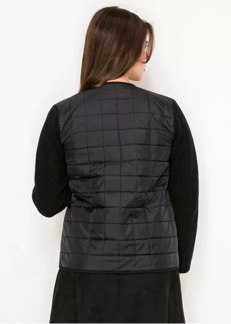 Quilted Knit Sleeve Jacket – Black