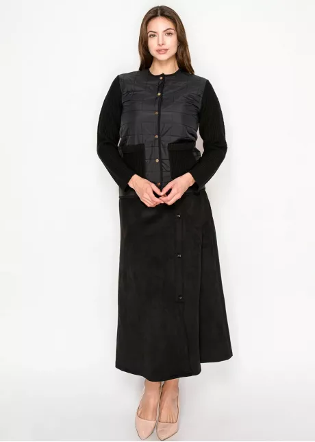 Quilted Knit Sleeve Jacket – Black