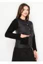Quilted Knit Sleeve Jacket – Black