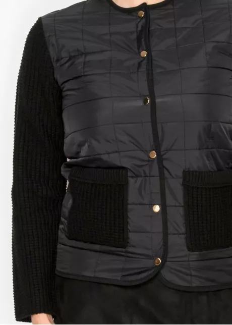 Quilted Knit Sleeve Jacket – Black