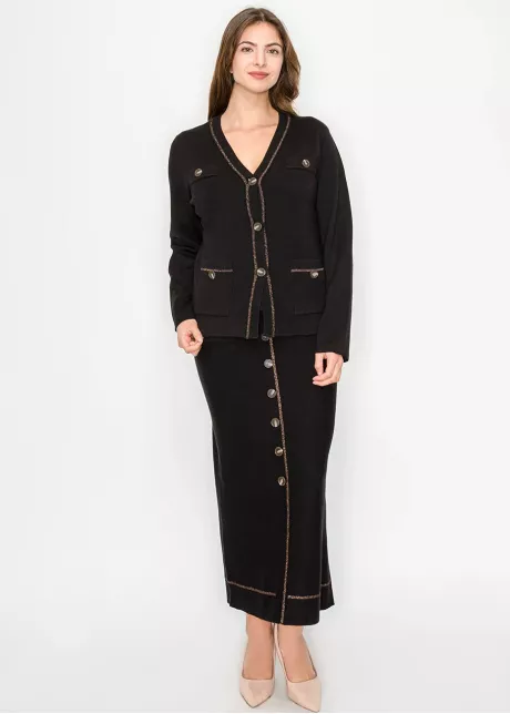 Black Knit Cardigan with Buttons and Pockets
