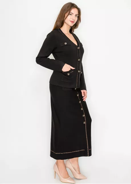 Black Knit Cardigan with Buttons and Pockets
