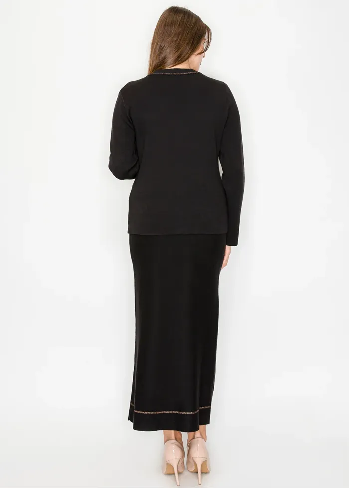 Black Knit Cardigan with Buttons and Pockets