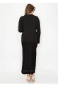 Black Knit Skirt with Buttons and Pockets